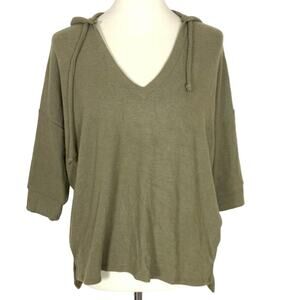 Chaser Hooded Green Knit Top Short Sleeve Small